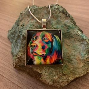 3/$50 sterling silver chain rainbow dog charm